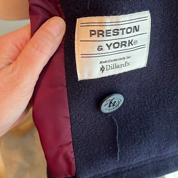 GUC Preston & York Double Breasted Wool Navy Pea Coat - Picture 5 of 8